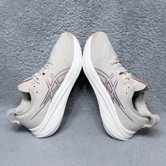 Asics Gel Nimbus 26 Womens Size 9.5 Running Shoes Oatmeal Faded Orange - Picture 6 of 9